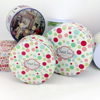 Wholesale  Round Metal Gift Tin Box Biscuit Cookies Tin Box